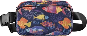 Fishes Tropical Fanny Pack Water Resistant, Women Men Waist Pack Sling Bag Purse for Travel Hiking