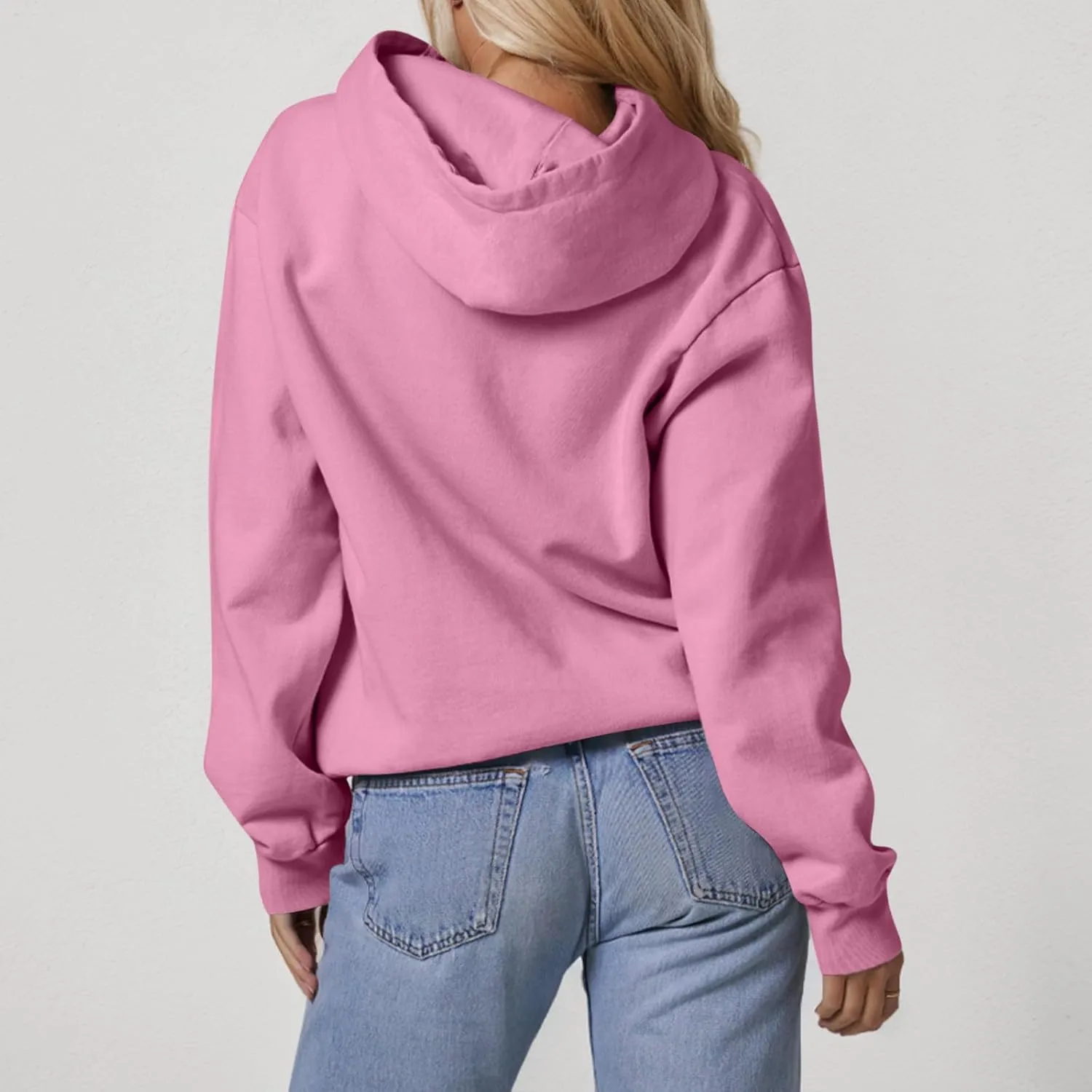 Fleece Hoodie Women Oversized Plain Hooded Sweatshirt Casual Long Sleeve Pullover Tops Comfy Drop Shoulder Sweater