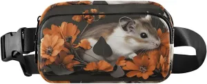 Floral Mouse Fanny Pack Water Resistant, Women Men Waist Pack Sling Bag Purse for Travel Hiking
