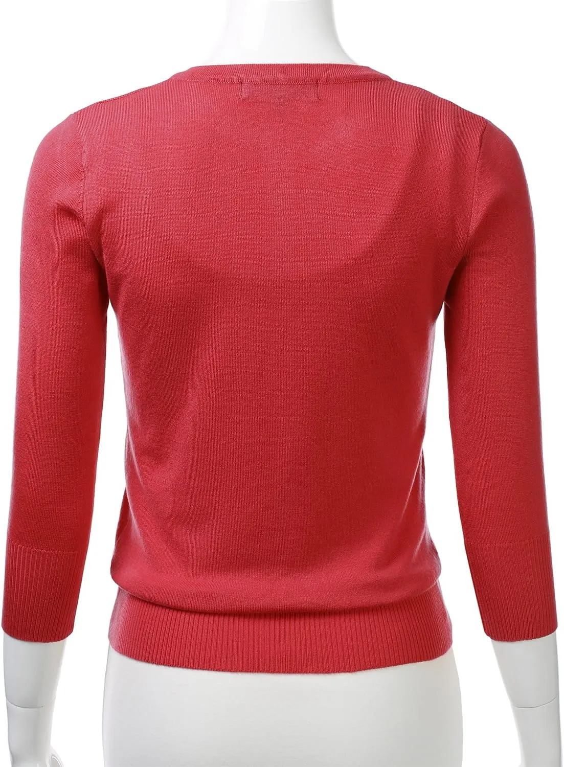 FLORIA Women's Button Down 3/4 Sleeve Crew Neck Knit Cardigan Sweater (S-3X)
