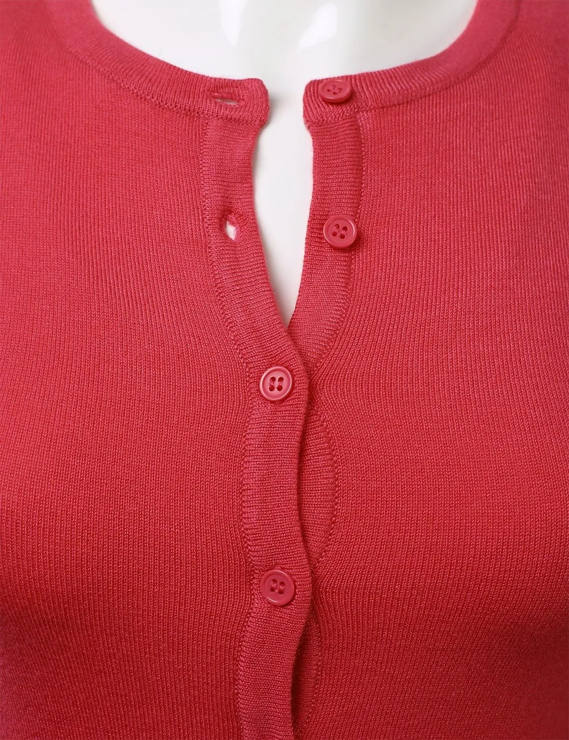 FLORIA Women's Button Down 3/4 Sleeve Crew Neck Knit Cardigan Sweater (S-3X)