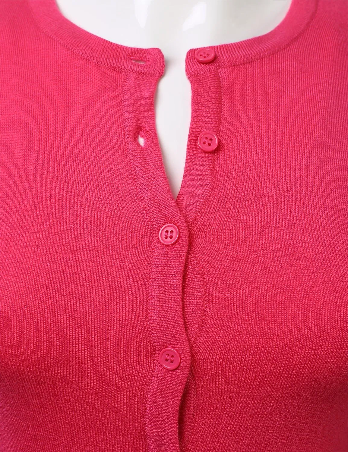 FLORIA Women's Button Down 3/4 Sleeve Crew Neck Knit Cardigan Sweater (S-3X)