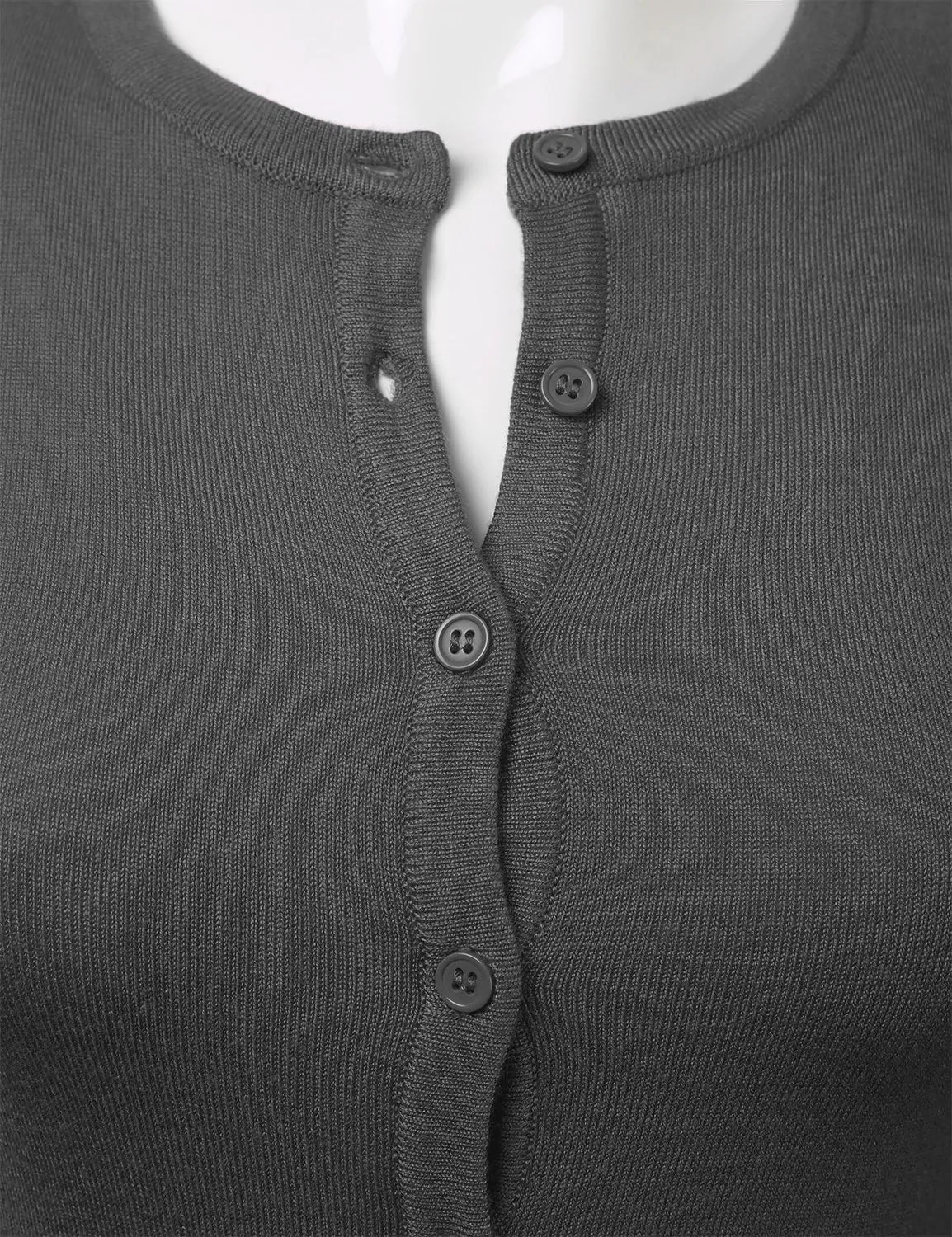 FLORIA Women's Button Down 3/4 Sleeve Crew Neck Knit Cardigan Sweater (S-3X)