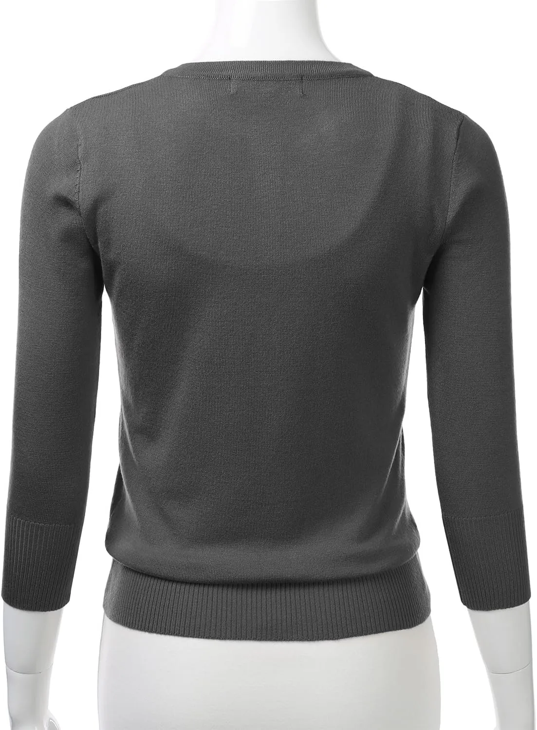 FLORIA Women's Button Down 3/4 Sleeve Crew Neck Knit Cardigan Sweater (S-3X)
