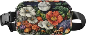 Flowers Moon Fanny Pack Water Resistant, Women Men Waist Pack Sling Bag Purse for Travel Hiking