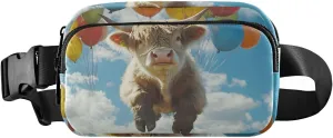 Flying Cow Fanny Pack Water Resistant, Women Men Waist Pack Sling Bag Purse for Travel Hiking