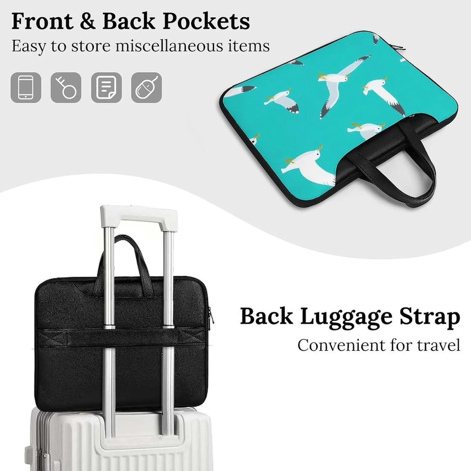 Flying Seagulls Leather Bag Laptop Case Slim Water Resistant Computer Bags with Handle Briefcase for Work