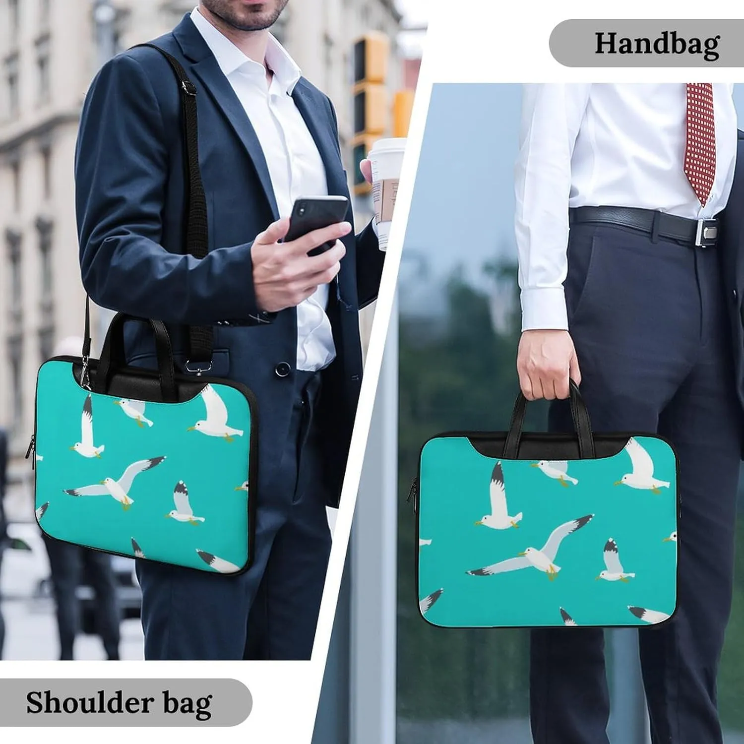 Flying Seagulls Leather Bag Laptop Case Slim Water Resistant Computer Bags with Handle Briefcase for Work
