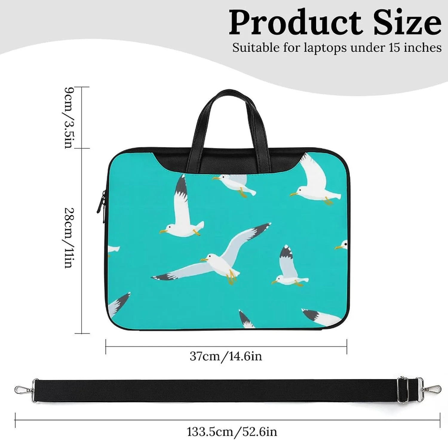 Flying Seagulls Leather Bag Laptop Case Slim Water Resistant Computer Bags with Handle Briefcase for Work