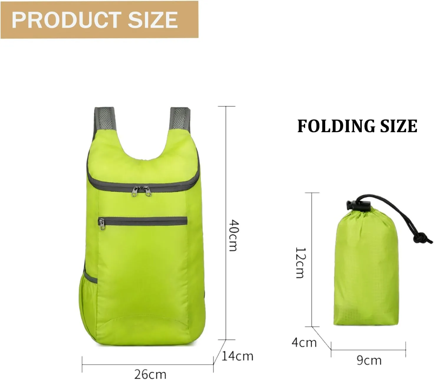 Foldable Backpack,20L Lightweight water resistant Travel Hiking Backpack for Outdoor Sports Camping Daypack Bag (Green)