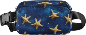 Galaxy Starfish Fanny Pack Water Resistant, Women Men Waist Pack Sling Bag Purse for Travel Hiking