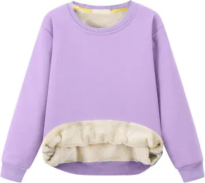 Gihuo Unisex Boy's Girls Winter Warm Sherpa Lined Crewneck Pullover Sweatshirt Fleece Casual Fall Clothes Sweatshirts
