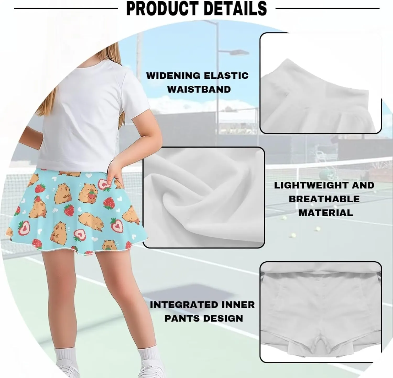 Girls Athletic Tennis Skirt with Pockets Casual Cute High Waisted Skort for Summer 5-14 Years