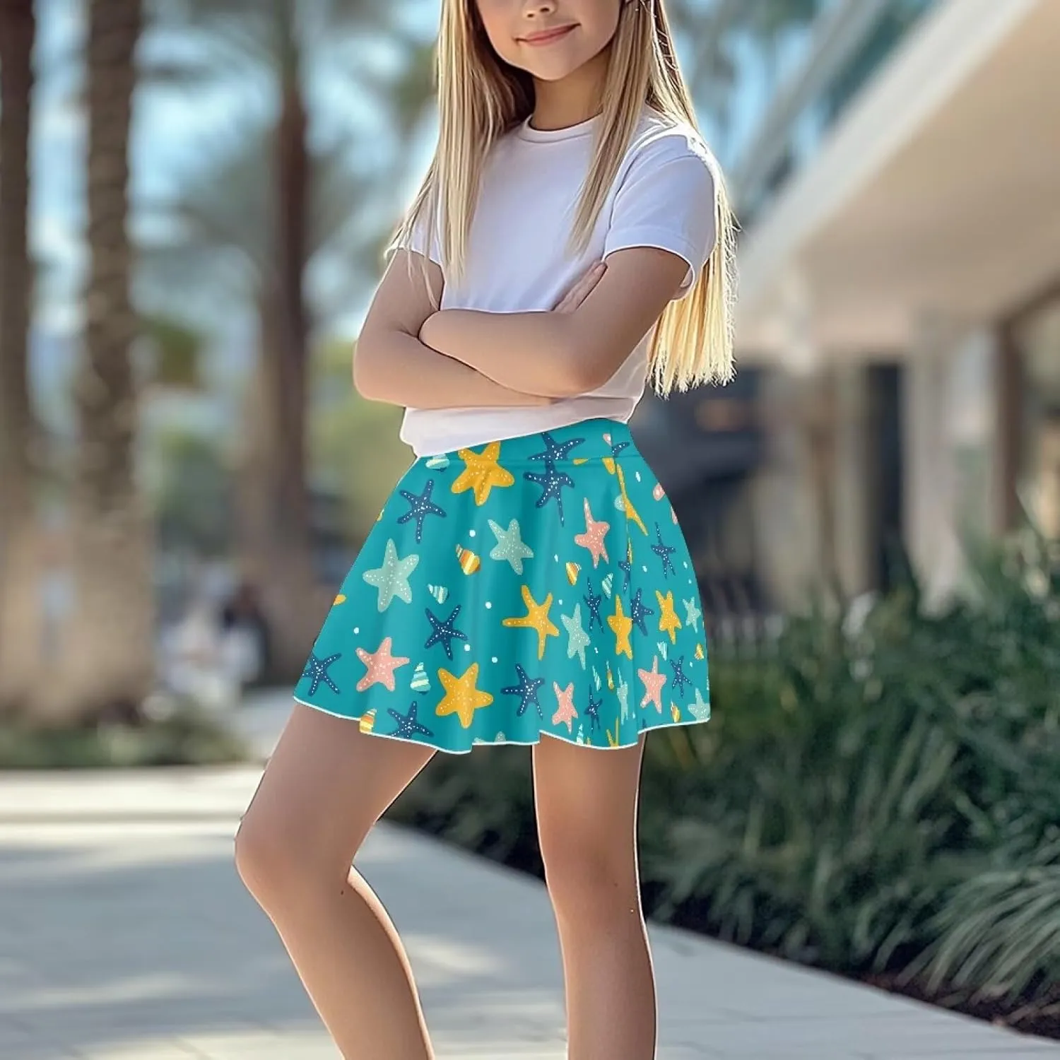 Girls Tennis Skirt with Pockets Athletic High Waisted Golf Skorts with Built in Shorts 5-14 Y