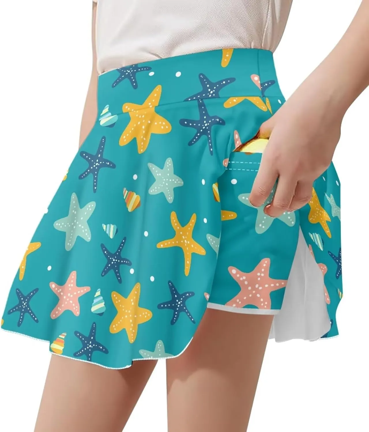 Girls Tennis Skirt with Pockets Athletic High Waisted Golf Skorts with Built in Shorts 5-14 Y
