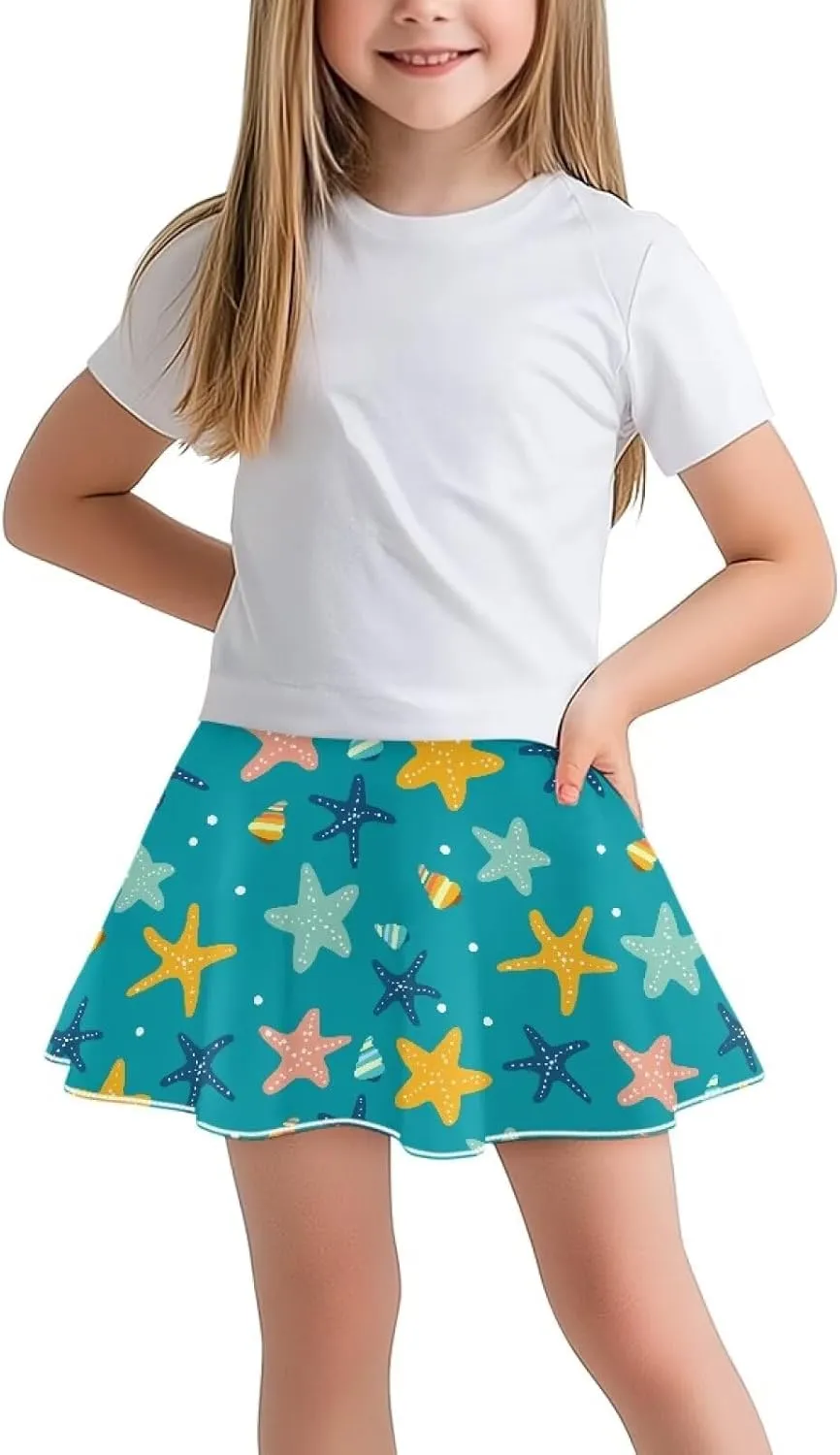 Girls Tennis Skirt with Pockets Athletic High Waisted Golf Skorts with Built in Shorts 5-14 Y