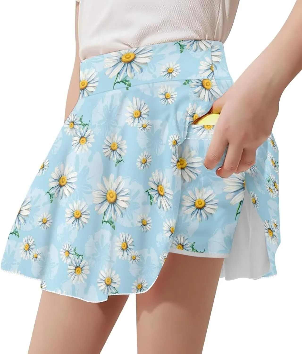 Girls Tennis Skirt with Pockets Athletic High Waisted Golf Skorts with Built in Shorts 5-14 Y