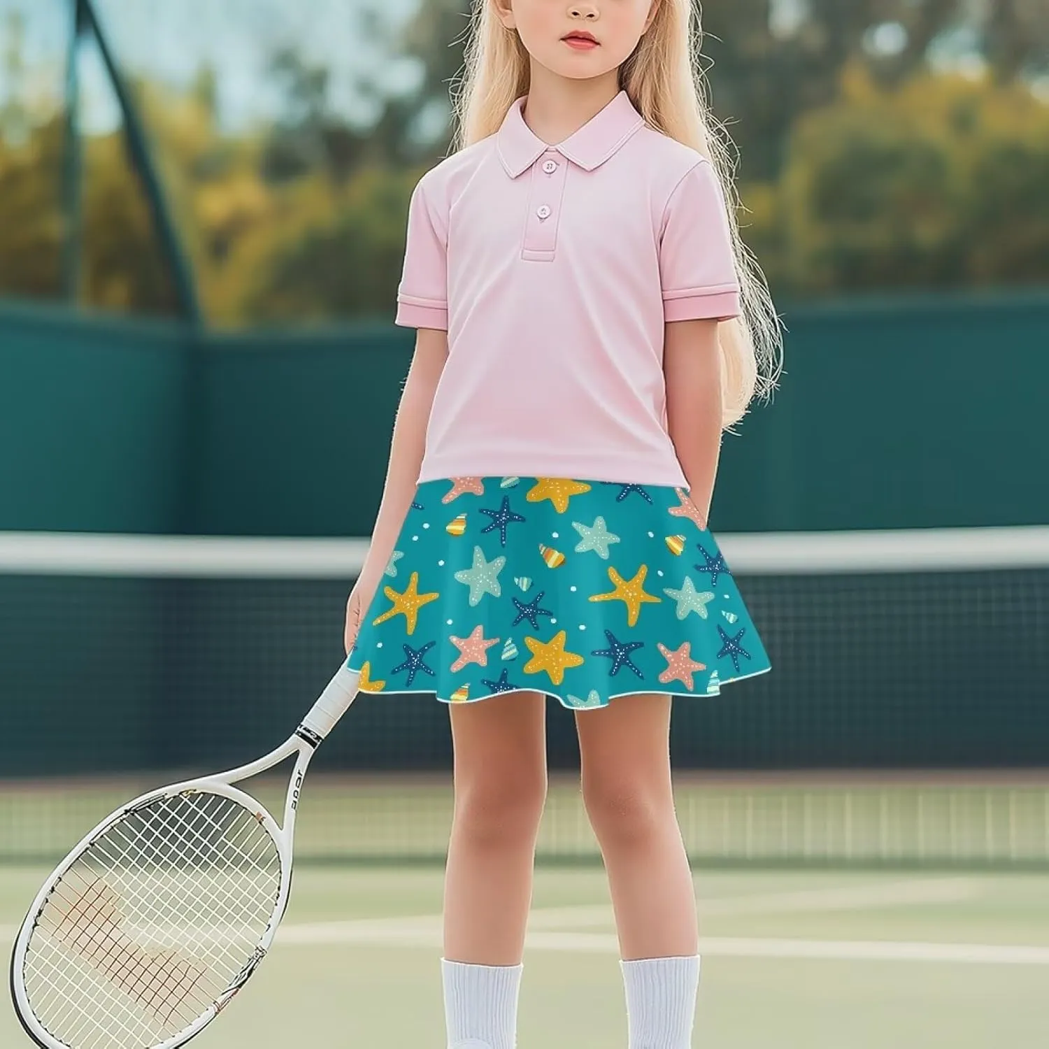 Girls Tennis Skirt with Pockets Athletic High Waisted Golf Skorts with Built in Shorts 5-14 Y