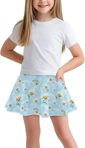 Girls Tennis Skirt with Pockets Athletic High Waisted Golf Skorts with Built in Shorts 5-14 Y