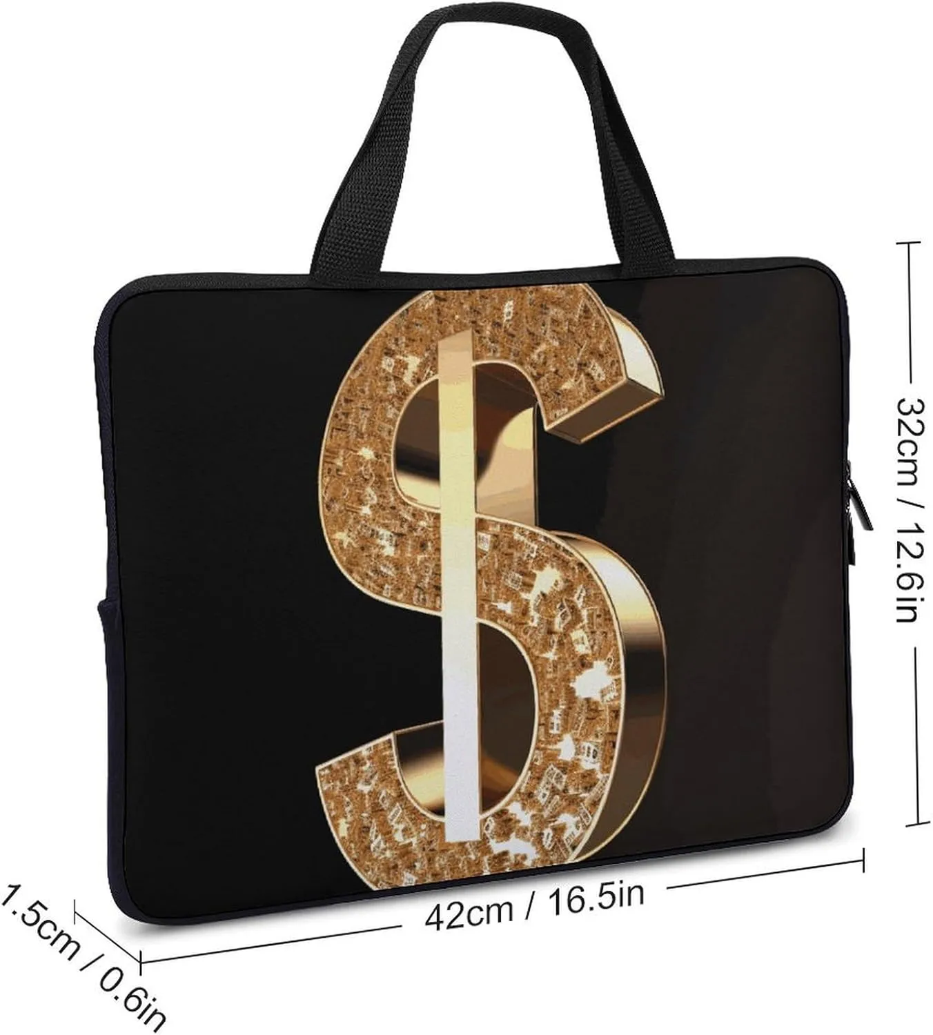 Gold Dollar Sign Laptop Bag Durable Laptop Sleeve Water-Resistant Notebook Bag for Computer Or Tablet