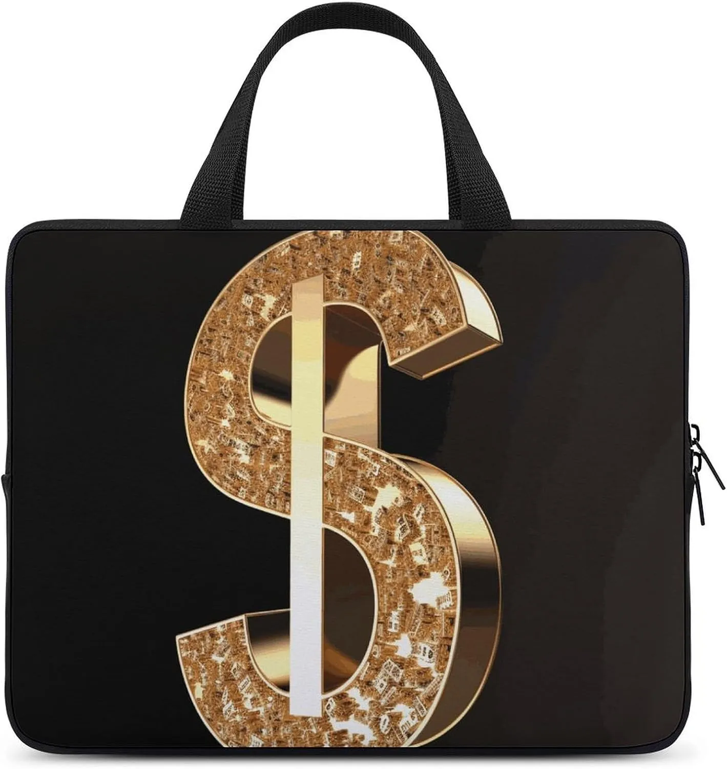 Gold Dollar Sign Laptop Bag Durable Laptop Sleeve Water-Resistant Notebook Bag for Computer Or Tablet