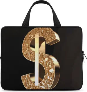 Gold Dollar Sign Laptop Bag Durable Laptop Sleeve Water-Resistant Notebook Bag for Computer Or Tablet