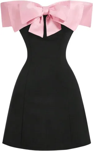 GORGLITTER Women's Bow Strapless Bodycon Mini Dress Off The Shoulder Wedding Guest Birthday Cocktail Going Out Dresses