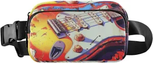 Guitar Painting Fanny Pack Water Resistant, Women Men Waist Pack Sling Bag Purse for Travel Hiking