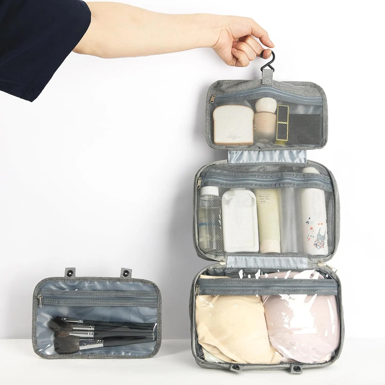 Hanging Travel Toiletry Bag Makeup Organiser Portable Water Resistant Small Cosmetic Storage Pouches for Women Girls
