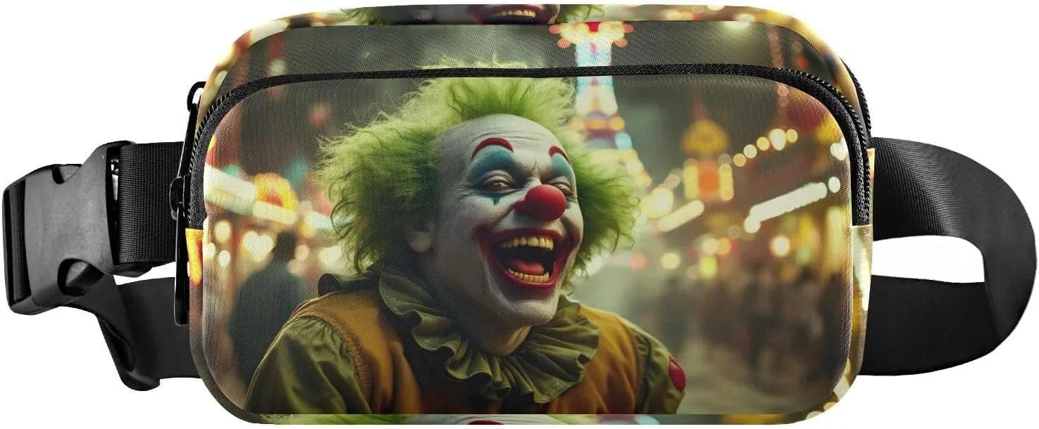 Happy Clown Fanny Pack Water Resistant Waist Pack Sling Bag Purse for Women Men Travel Hiking