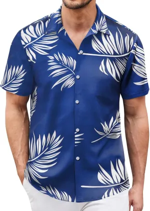 Hawaiian Shirt for Men Sleeves Printed Casual Button Down Summer Beach Dress Shirts