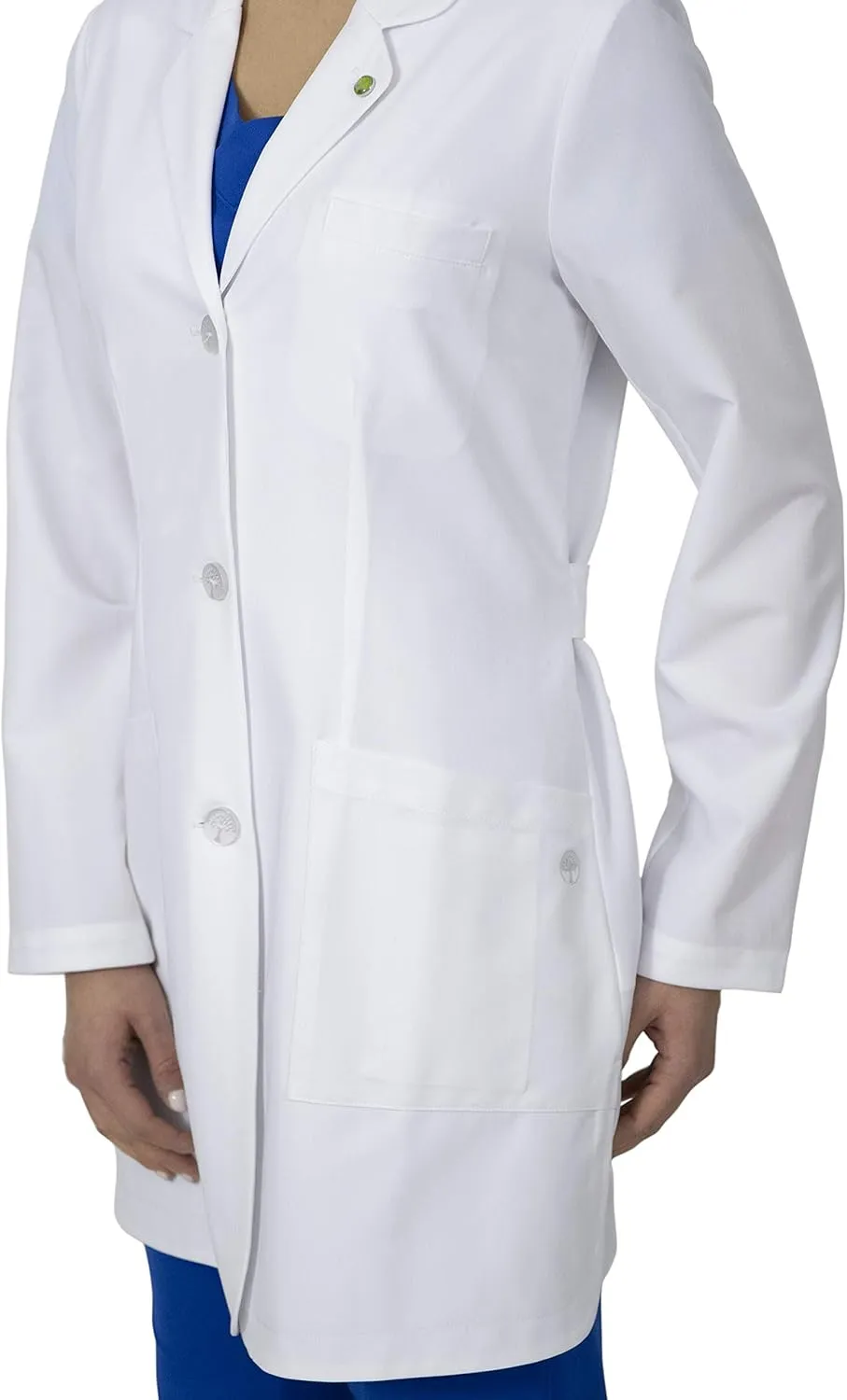 Healing Hands Fiona Womens Lab Coat - Mid Length, 4 Pocket, White - Modernist Collection
