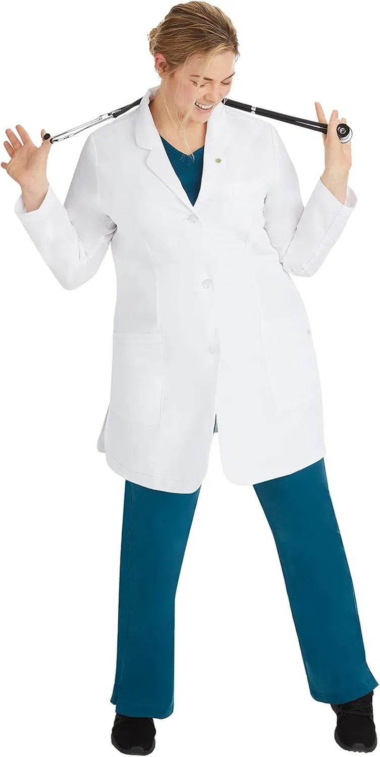 Healing Hands Fiona Womens Lab Coat - Mid Length, 4 Pocket, White - Modernist Collection