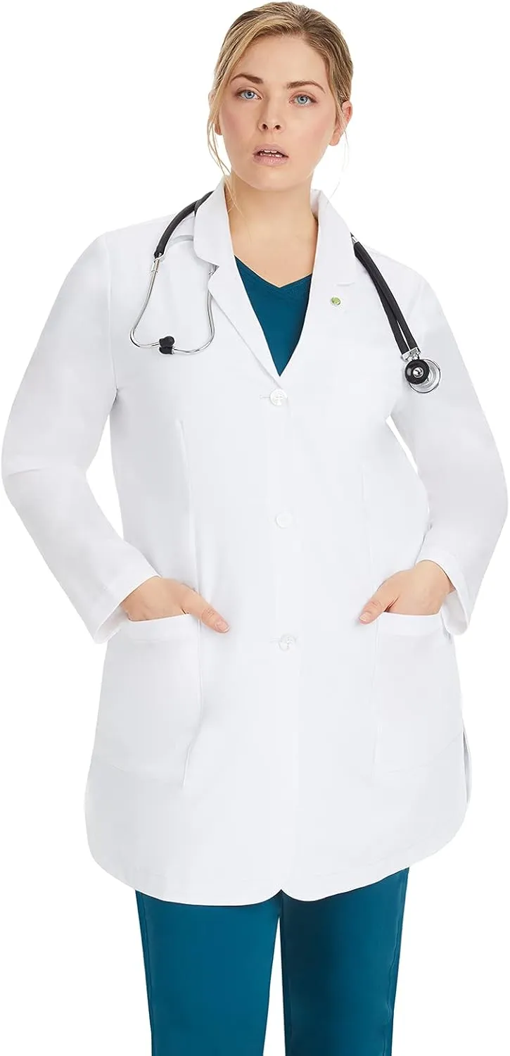 Healing Hands Fiona Womens Lab Coat - Mid Length, 4 Pocket, White - Modernist Collection