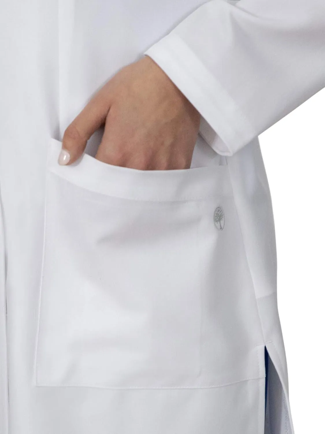 Healing Hands Fiona Womens Lab Coat - Mid Length, 4 Pocket, White - Modernist Collection