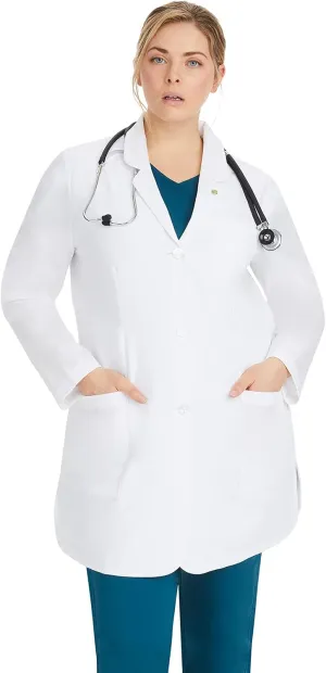 Healing Hands Fiona Womens Lab Coat - Mid Length, 4 Pocket, White - Modernist Collection