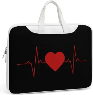 Heartbeat Line Leather Bag Laptop Case Slim Water Resistant Computer Bags with Handle Briefcase for Work