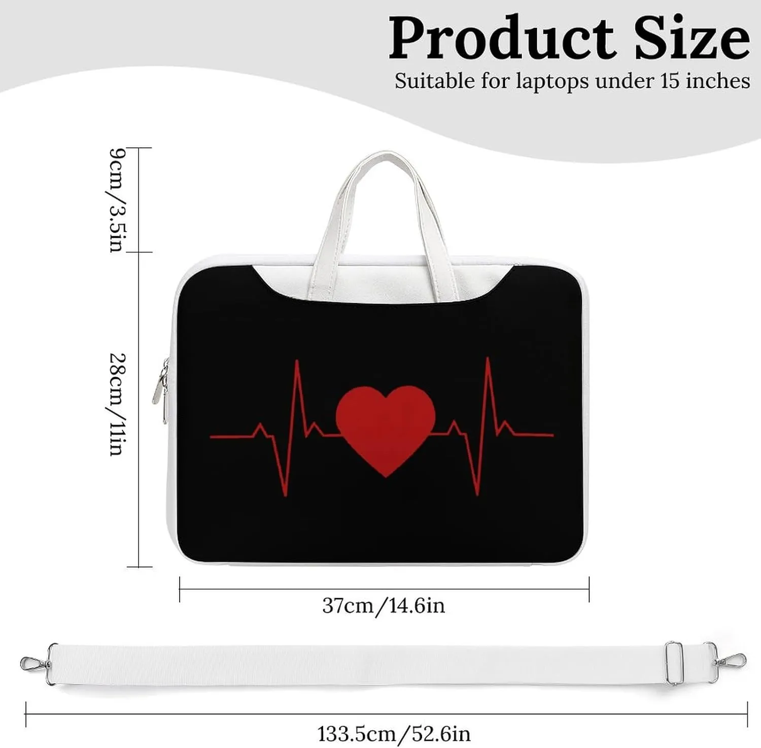 Heartbeat Line Leather Bag Laptop Case Slim Water Resistant Computer Bags with Handle Briefcase for Work
