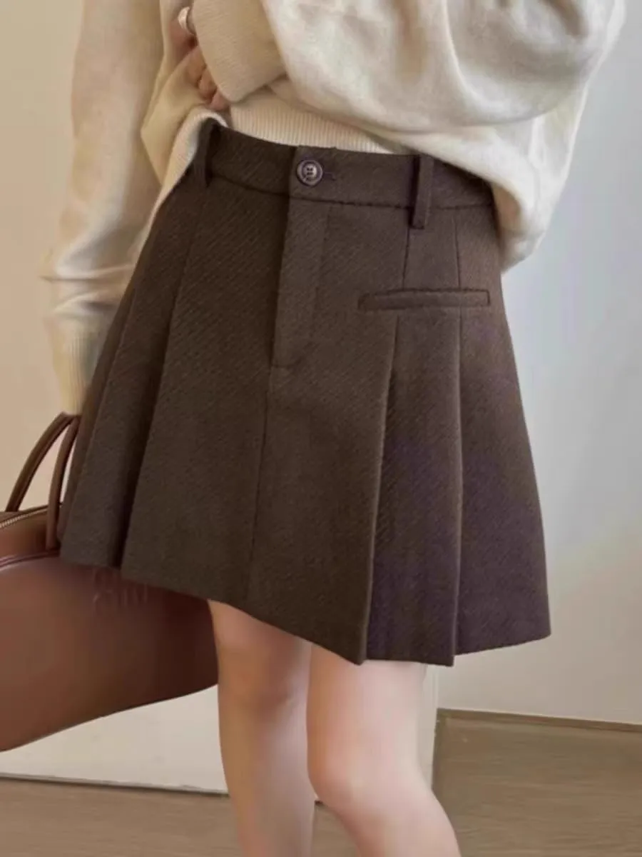 High-Waisted Leather Skirt for Women, Autumn Winter Edgy Look