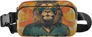 Hippie Lion Fanny Pack Water Resistant Waist Pack Sling Bag Purse for Women Men Travel Hiking
