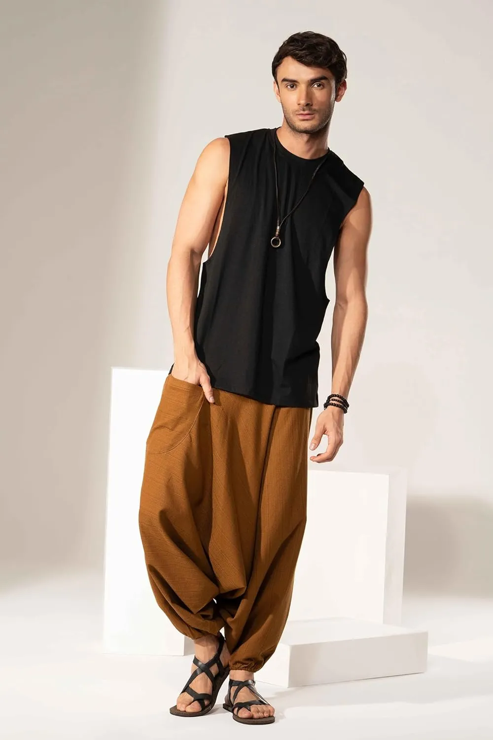 Hippie Music Festival Outfits for Men, Loose Baggy Yoga Harem Pants, Rave Party Dance Pants