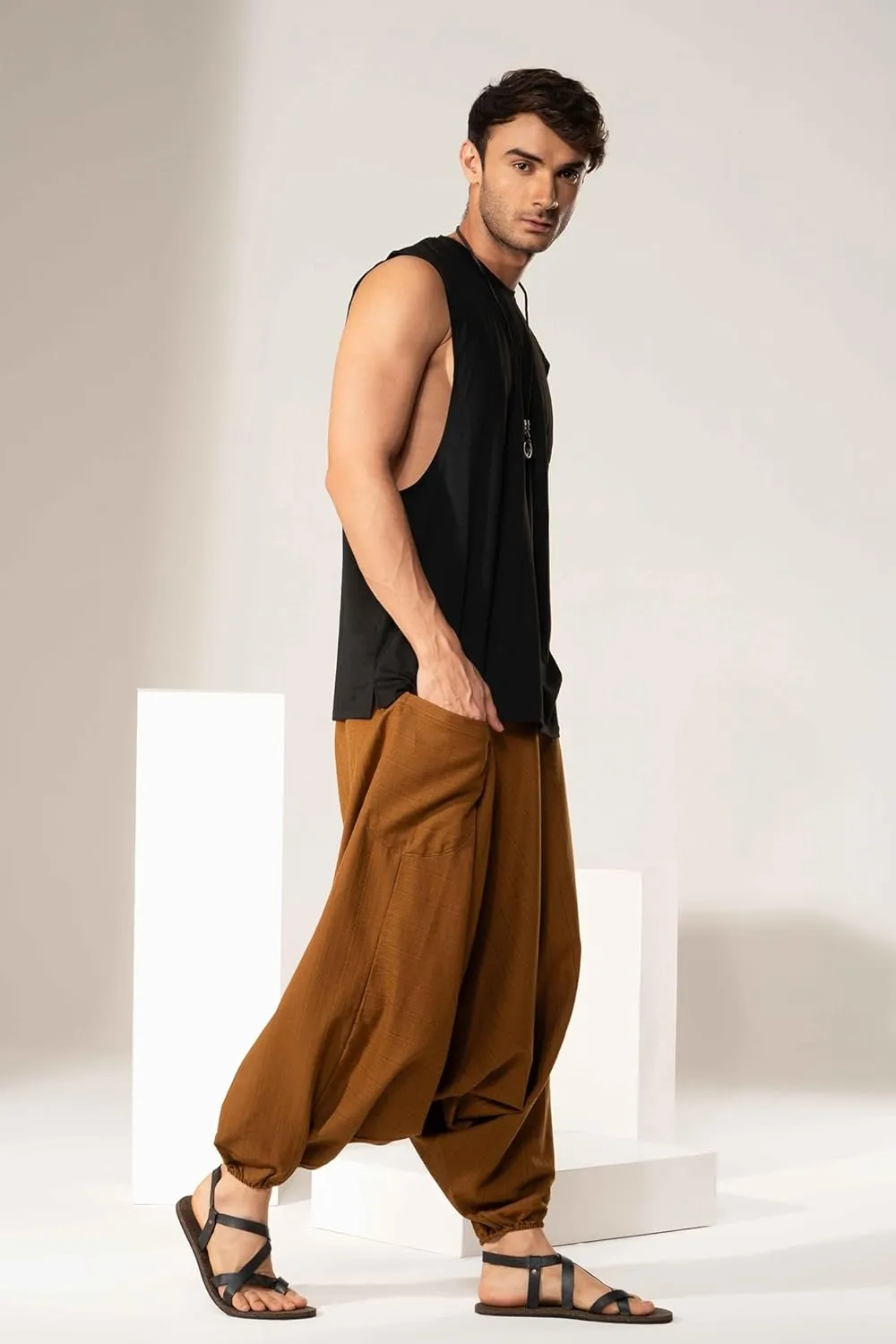 Hippie Music Festival Outfits for Men, Loose Baggy Yoga Harem Pants, Rave Party Dance Pants