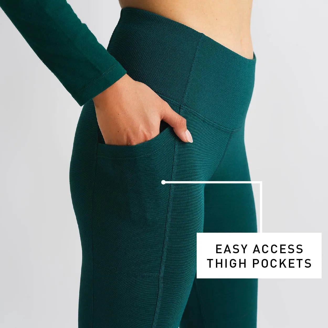 IBEX Merino Wool Women's Lizzi Tight Compression Leggings with Pockets | High Waisted Workout Leggings for Women