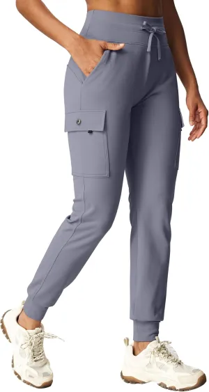 IUGA Women's Fleece Lined Pants Water Resistant Hiking Joggers High Waist Thermal Cargo Sweatpants for Women