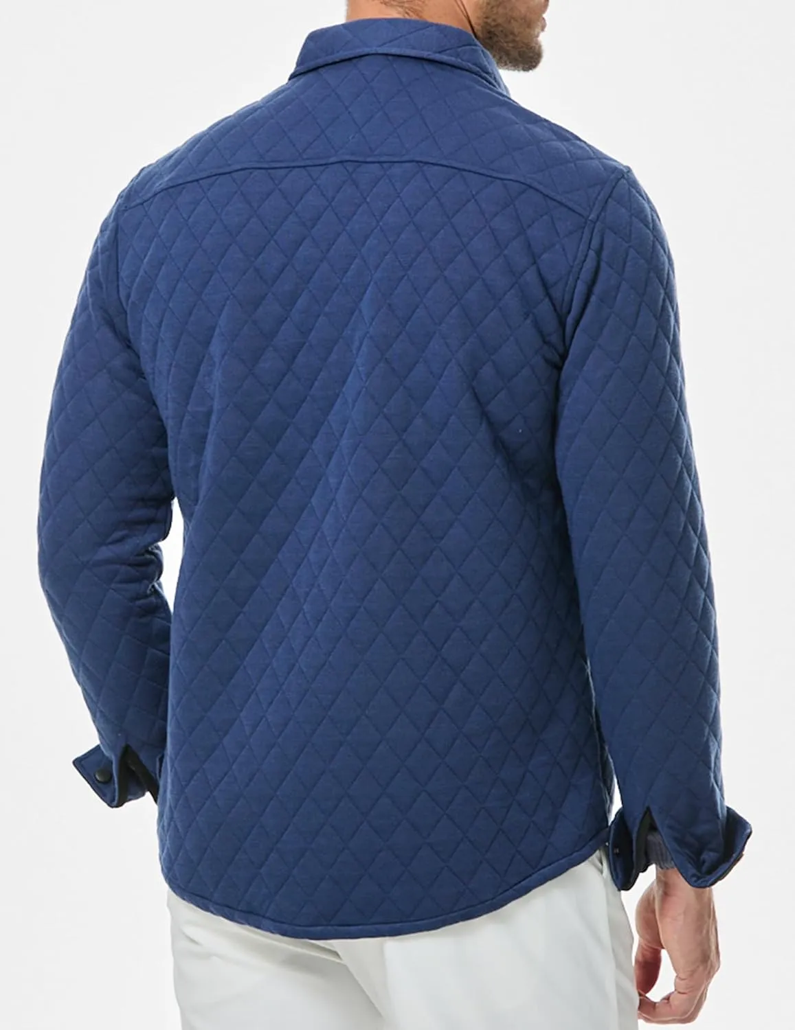 JMIERR Mens Quilted Shirt Jackets Casual Long Sleeve Snap Button Down Shirts with Pockets