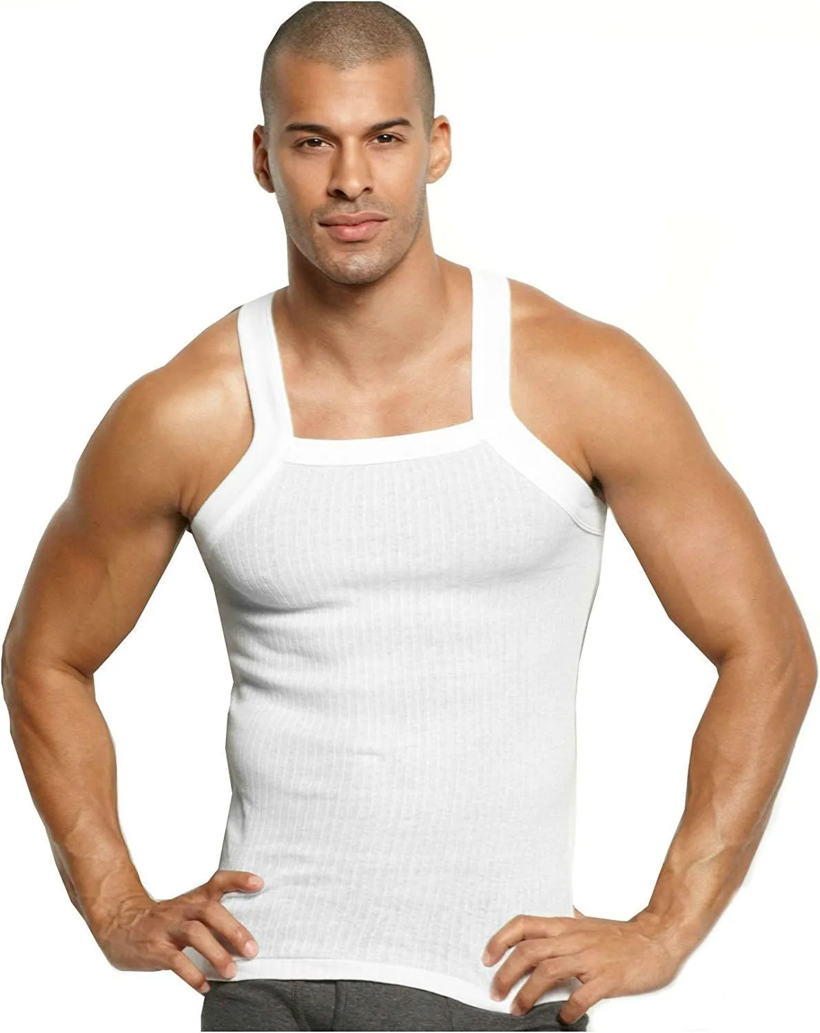 John Son Super Heavy Weight Square Cut Tank Top - 3 Pack (3XL, White)
