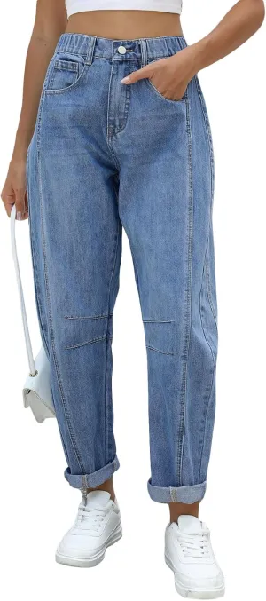 Kedera Women Barrel Jeans Casual Denim Pants 2025 Loose Wide Leg Baggy Pants Mid Waist Boyfriend Jeans Y2k Pants