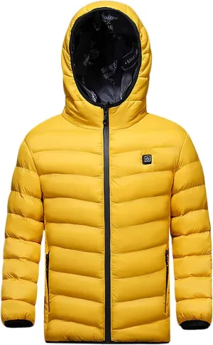 Kids Heated Jacket with Hood, Boys Girls Winter Hooded Coats USB Charging Waterproof Windproof Vest