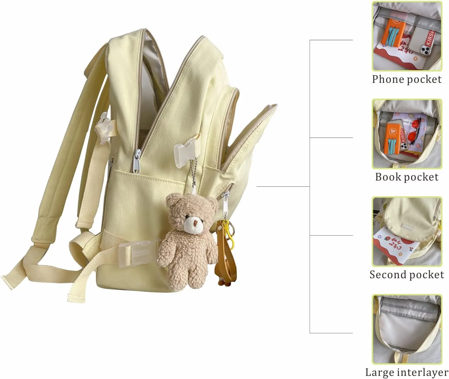 Kids School Backpack Large Capacity Girls Backpack Water Resistant Bookbag with Laptop Compartment for Elementary (White)