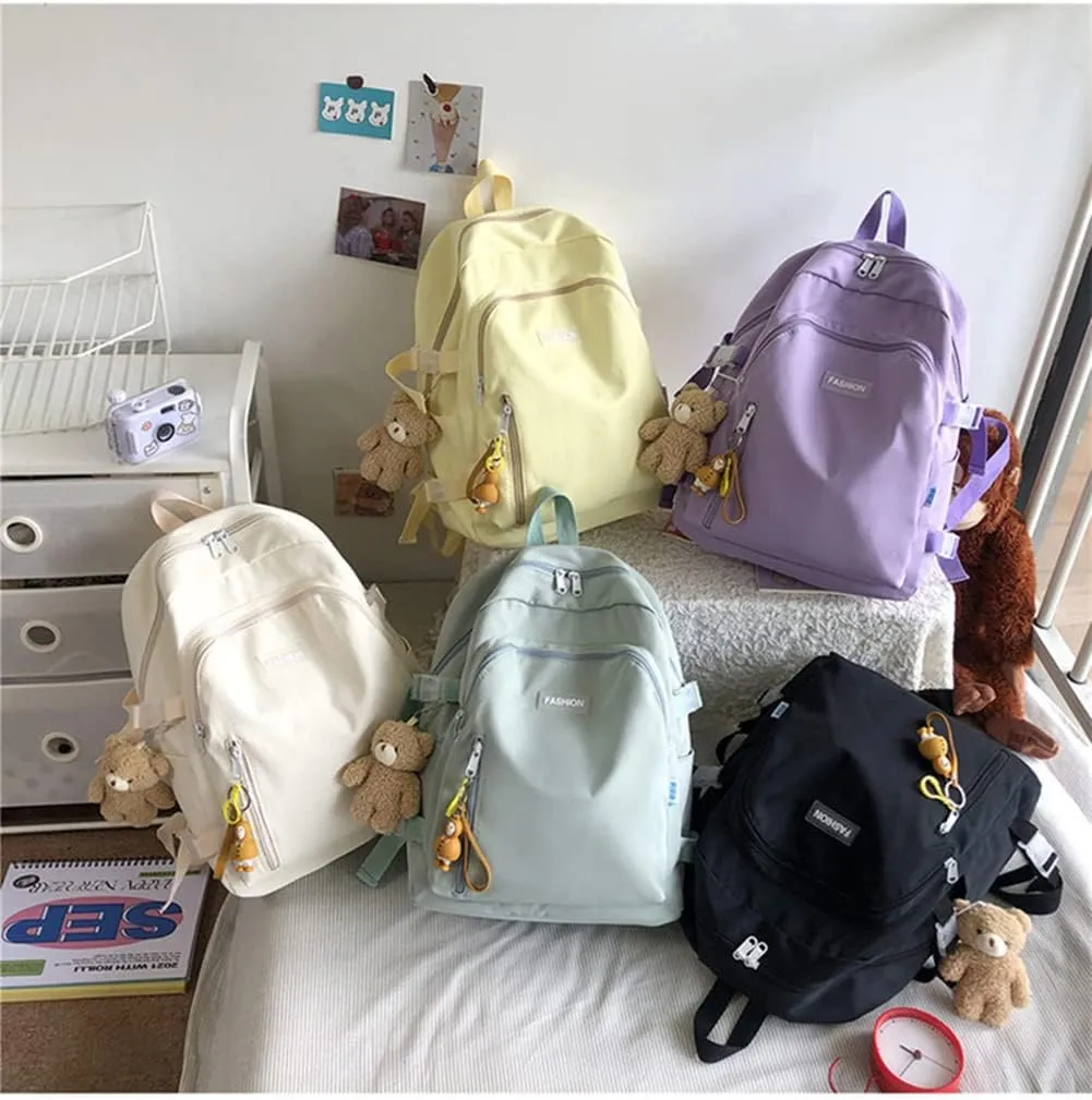 Kids School Backpack Large Capacity Girls Backpack Water Resistant Bookbag with Laptop Compartment for Elementary (White)